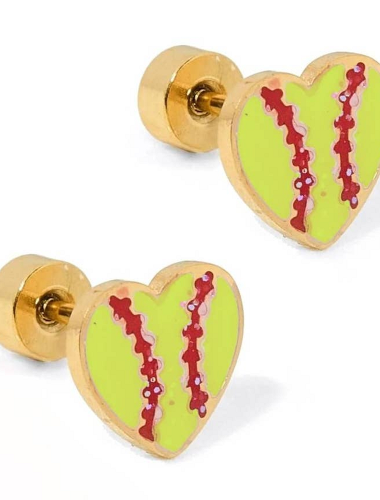 LINNY & CO Softball Gold Screwback Stud Earrings