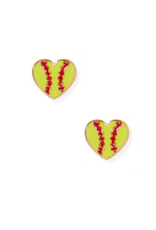 LINNY & CO Softball Gold Screwback Stud Earrings