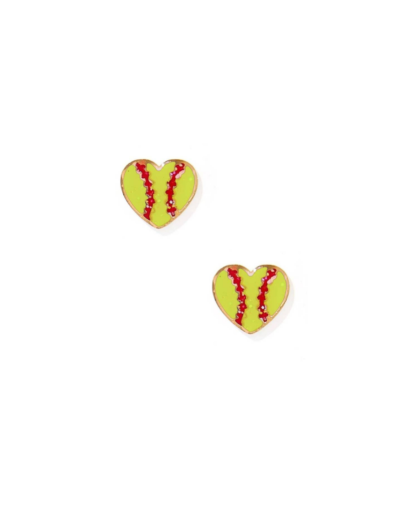 LINNY & CO Softball Gold Screwback Stud Earrings