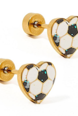 LINNY & CO Soccer Gold Screwback Stud Earrings