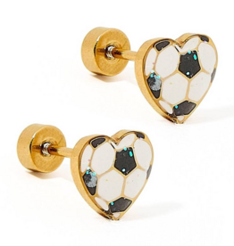 LINNY & CO Soccer Gold Screwback Stud Earrings