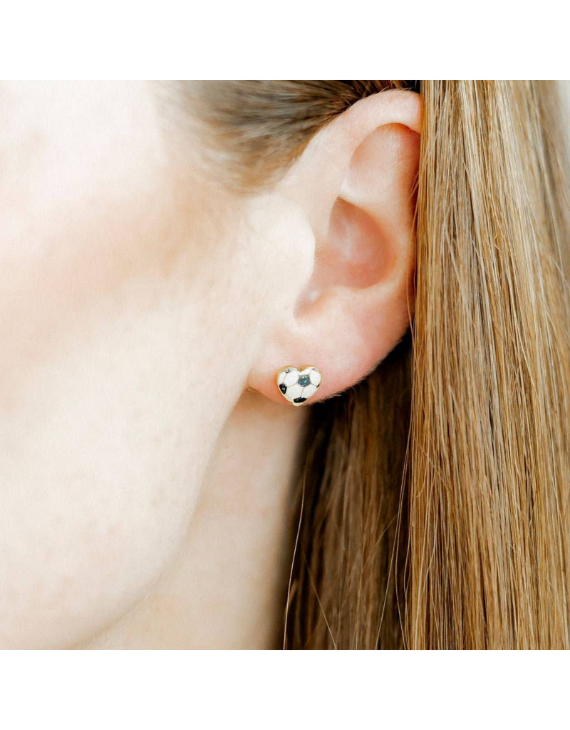 LINNY & CO Soccer Gold Screwback Stud Earrings