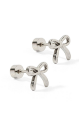 LINNY & CO Sadie Bow Silver Screwback Stud Earrings