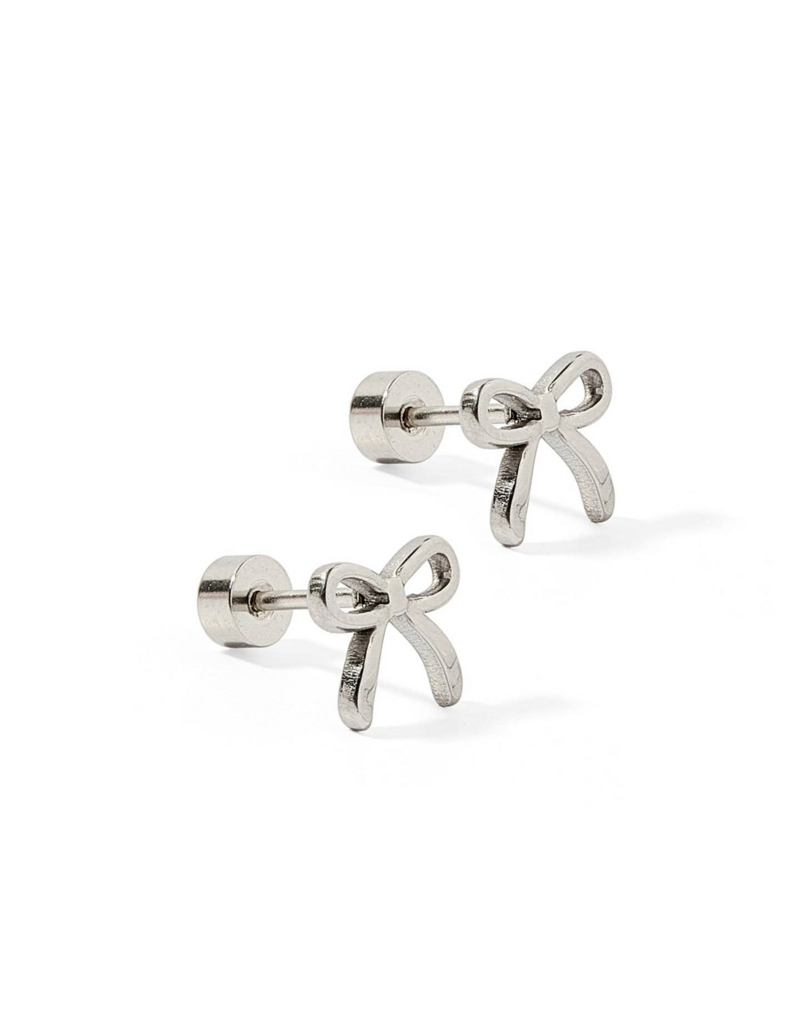 LINNY & CO Sadie Bow Silver Screwback Stud Earrings