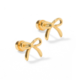 LINNY & CO Sadie Bow Gold Screwback Stud Earrings