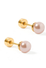 LINNY & CO Payton 5mm Pink Pearl Gold Screwback Stud Earrings