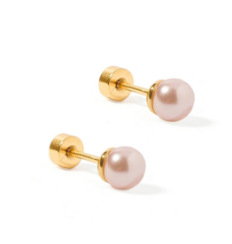LINNY & CO Payton 5mm Pink Pearl Gold Screwback Stud Earrings