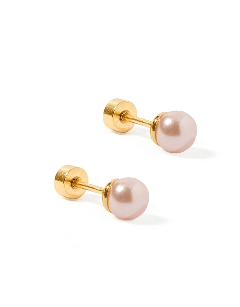 LINNY & CO Payton 5mm Pink Pearl Gold Screwback Stud Earrings