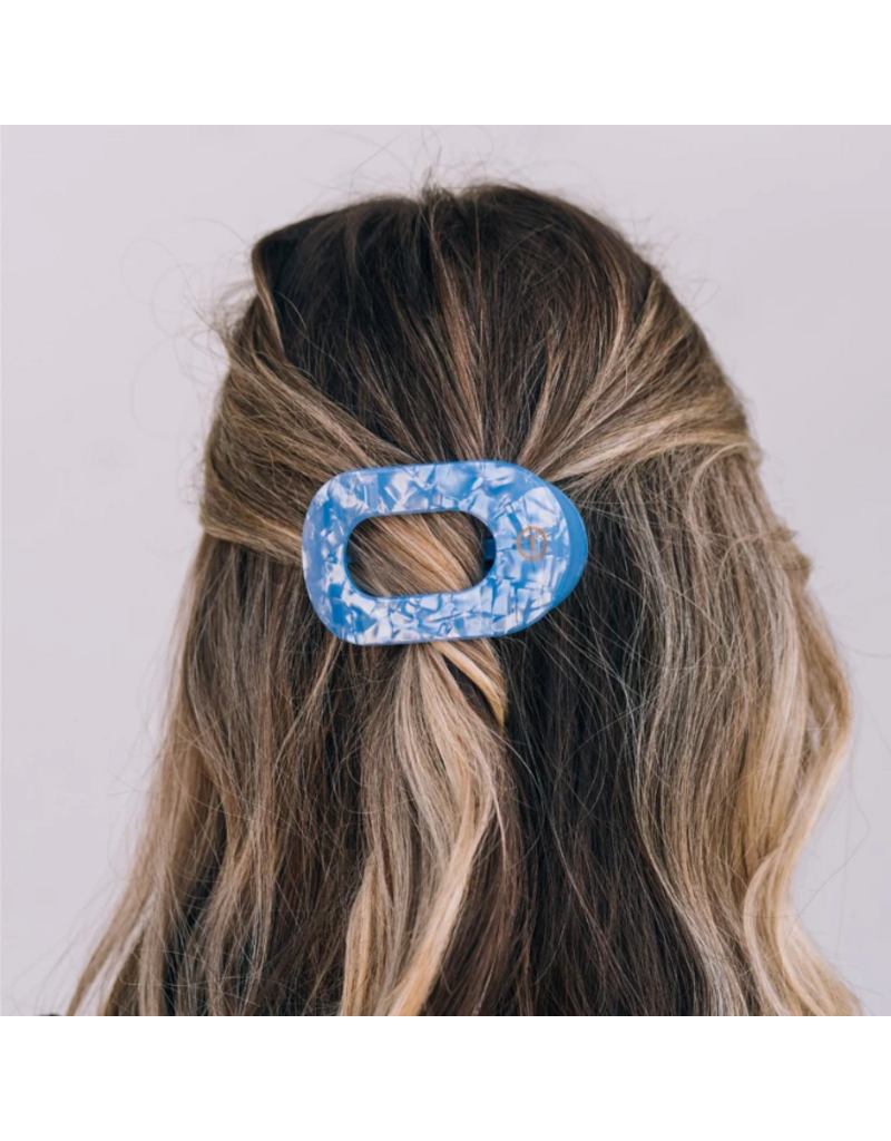 TELETIES Blue Lagoon Small Flat Round Hair Clip