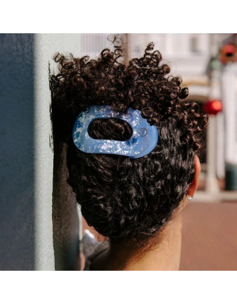 TELETIES Blue Lagoon Large Flat Round Hair Clip