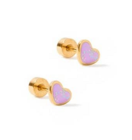 LINNY & CO Nora Purple Heart Gold Screwback Stud Earrings