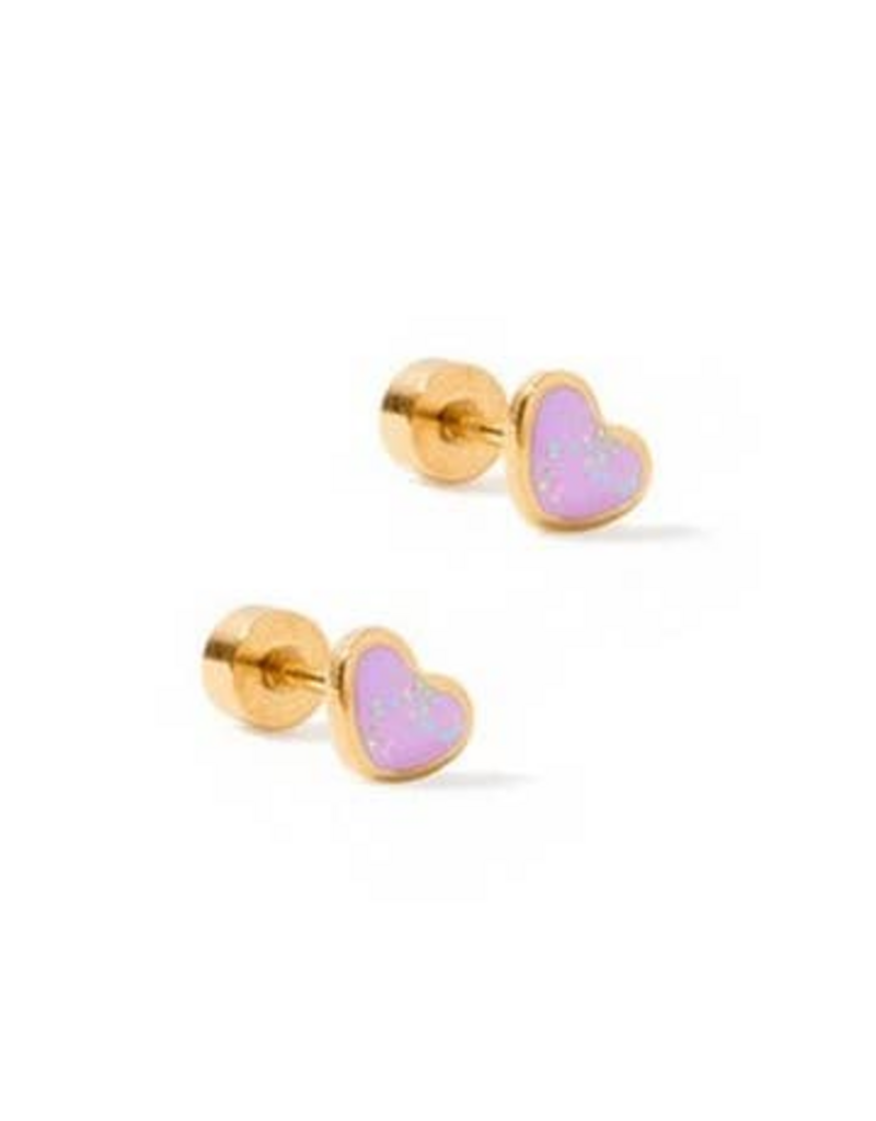 LINNY & CO Nora Purple Heart Gold Screwback Stud Earrings