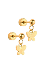 LINNY & CO Millie Butterfly Gold Screwback Stud Earrings