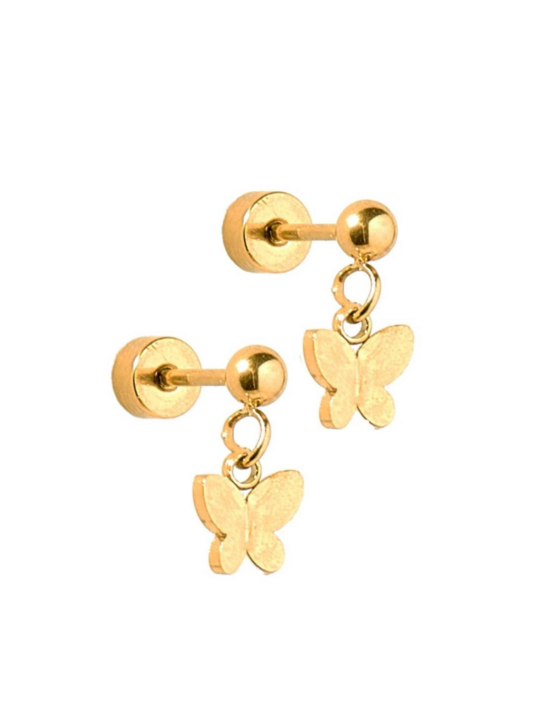 LINNY & CO Millie Butterfly Gold Screwback Stud Earrings