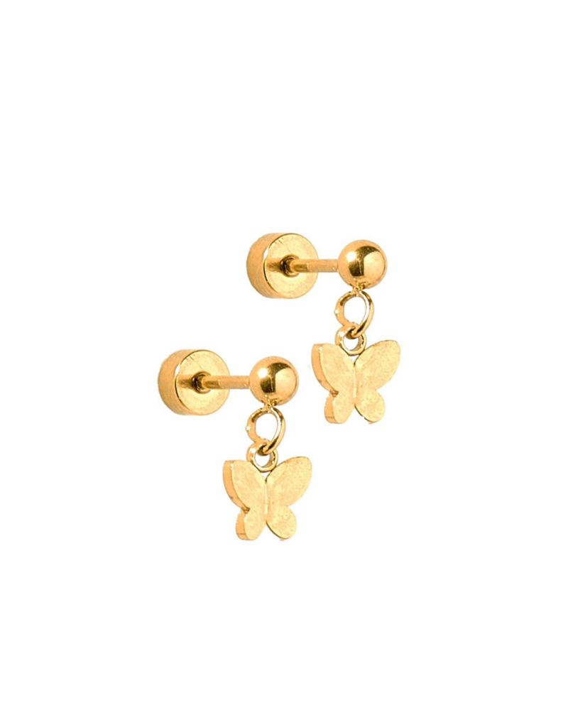 LINNY & CO Millie Butterfly Gold Screwback Stud Earrings