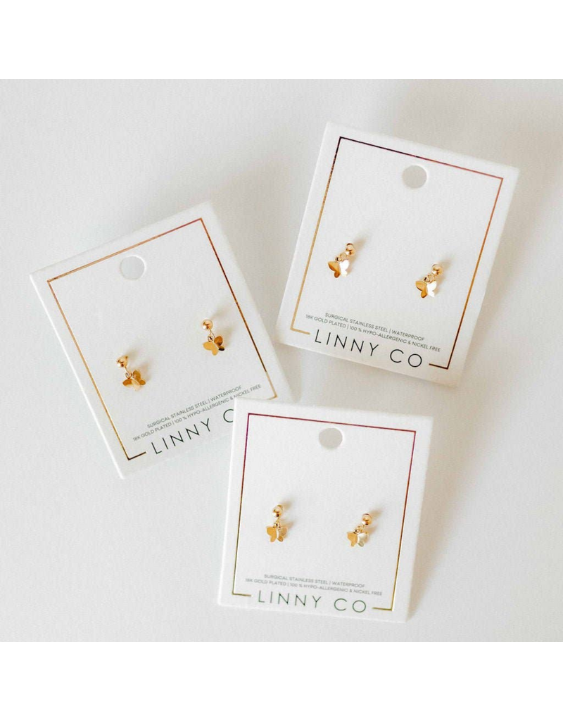 LINNY & CO Millie Butterfly Gold Screwback Stud Earrings