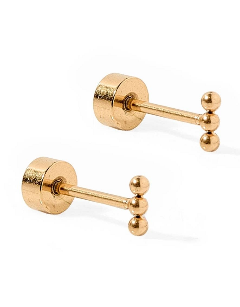 LINNY & CO Micro Tally Gold Screwback Stud Earrings
