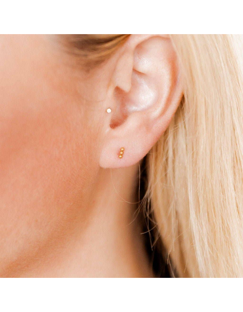 LINNY & CO Micro Tally Gold Screwback Stud Earrings