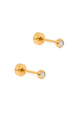 LINNY & CO Micro Cooper Clear Gold Screwback Stud Earrings