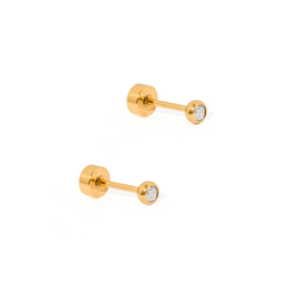 LINNY & CO Micro Cooper Clear Gold Screwback Stud Earrings