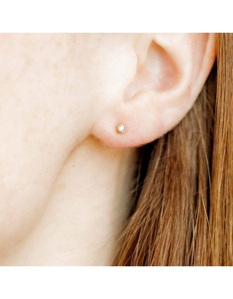 LINNY & CO Micro Cooper Clear Gold Screwback Stud Earrings