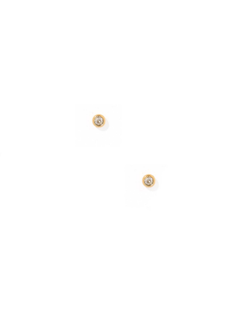 LINNY & CO Micro Cooper Clear Gold Screwback Stud Earrings
