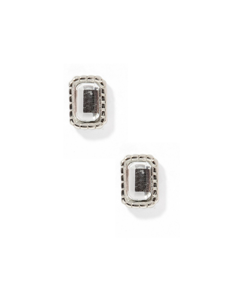 LINNY & CO Madison Clear Silver Screwback Stud Earrings