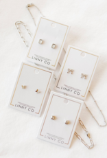 LINNY & CO Madison Clear Silver Screwback Stud Earrings