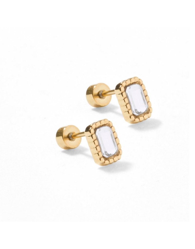 LINNY & CO Madison Clear Gold Screwback Stud Earrings