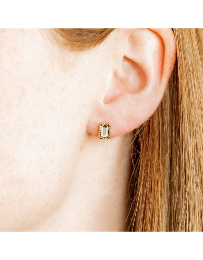 LINNY & CO Madison Clear Gold Screwback Stud Earrings