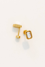 LINNY & CO Madison Clear Gold Screwback Stud Earrings