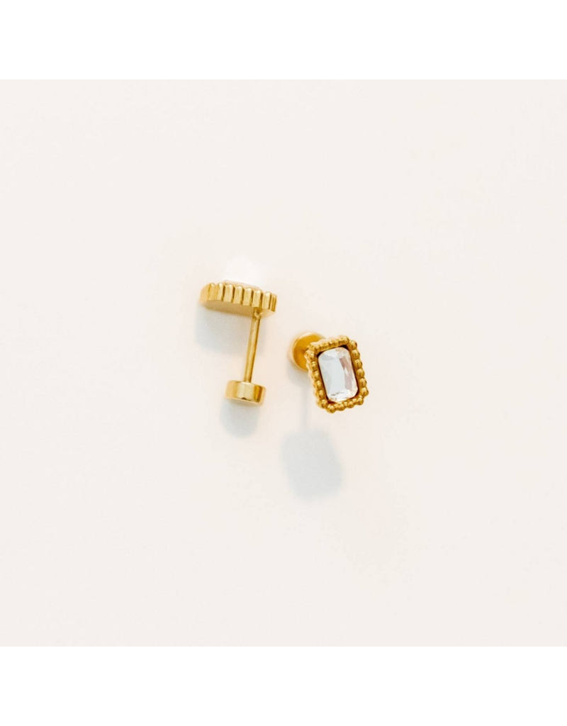 LINNY & CO Madison Clear Gold Screwback Stud Earrings