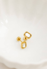 LINNY & CO Madison Clear Gold Screwback Stud Earrings