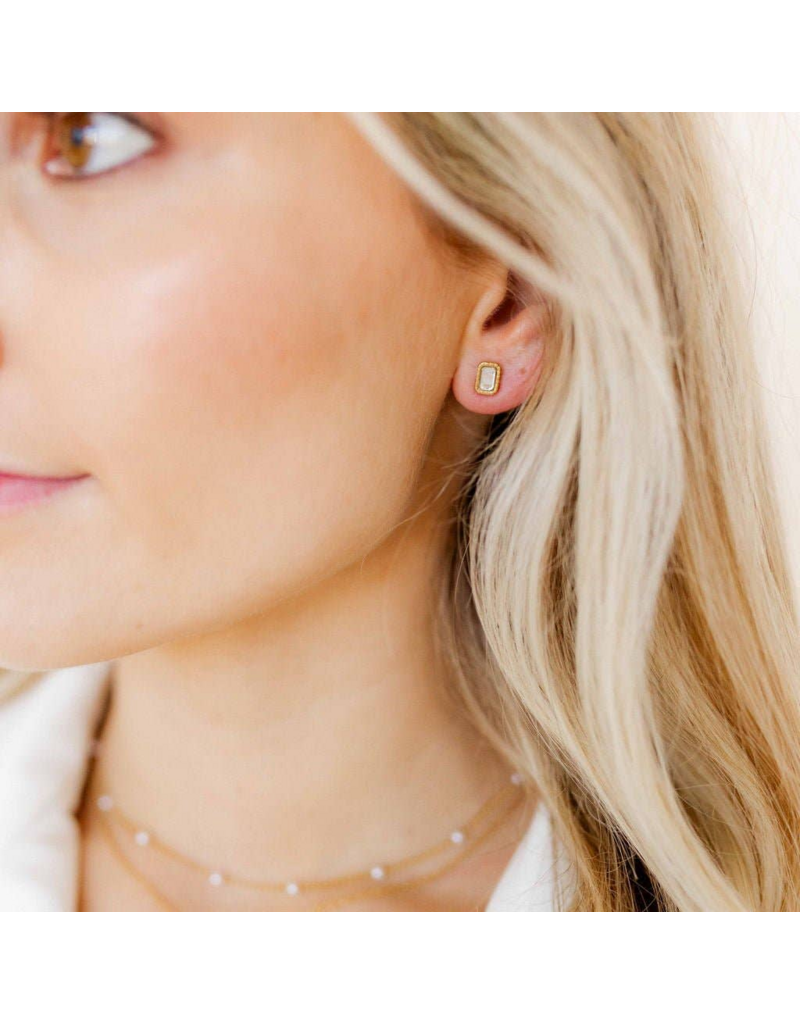 LINNY & CO Madison Clear Gold Screwback Stud Earrings