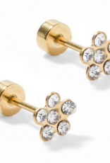 LINNY & CO Lyla Clear Gold Screwback Stud Earrings
