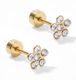 LINNY & CO Lyla Clear Gold Screwback Stud Earrings