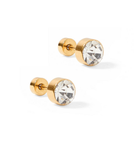 LINNY & CO Juliet Clear 5mm Gold Screwback Stud Earrings