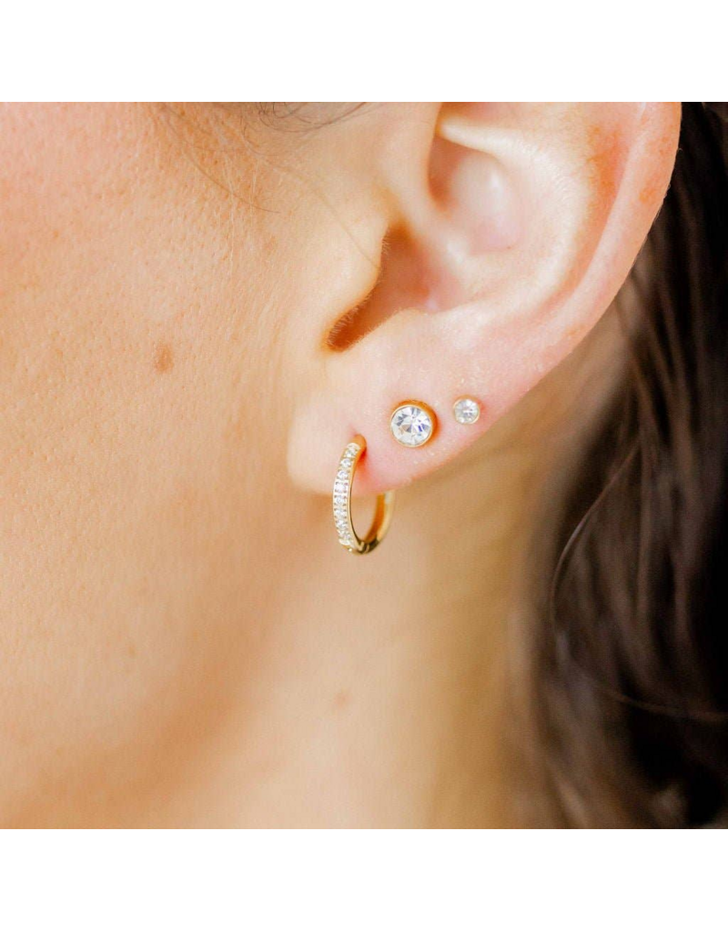 LINNY & CO Juliet Clear 5mm Gold Screwback Stud Earrings