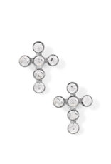 LINNY & CO Clara Cross Sparkle Silver Screwback Stud Earrings