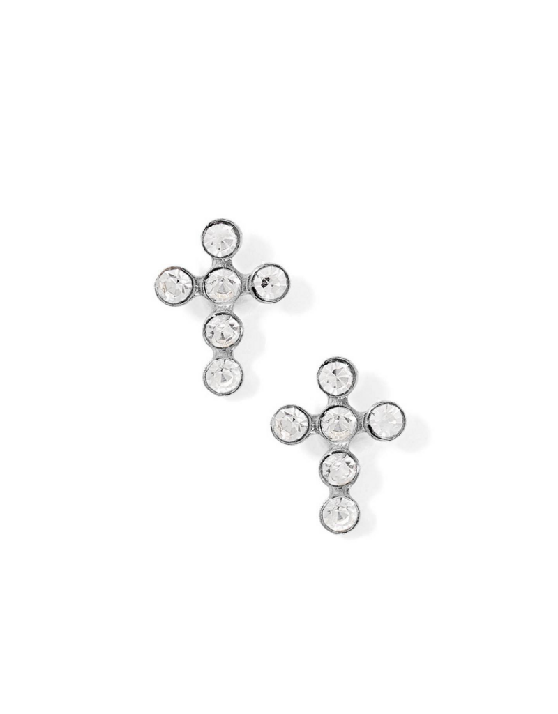LINNY & CO Clara Cross Sparkle Silver Screwback Stud Earrings