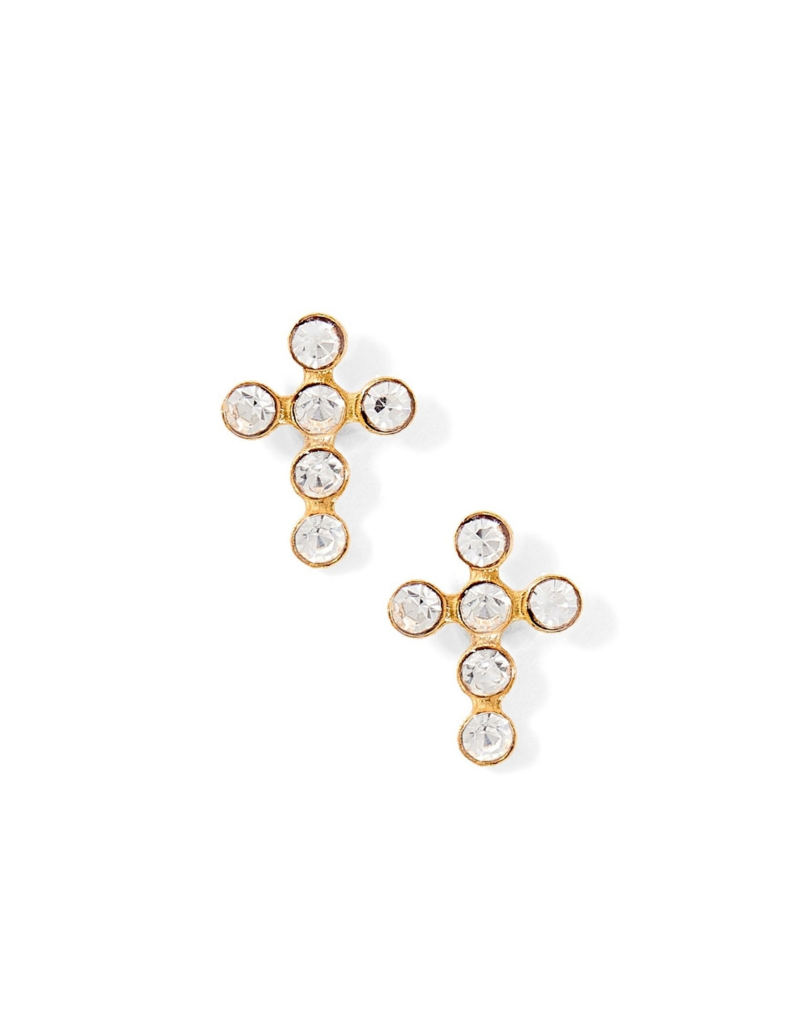 LINNY & CO Clara Cross Sparkle Gold Screwback Stud Earrings