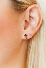 LINNY & CO Catherine Cross Gold Screwback Stud Earrings