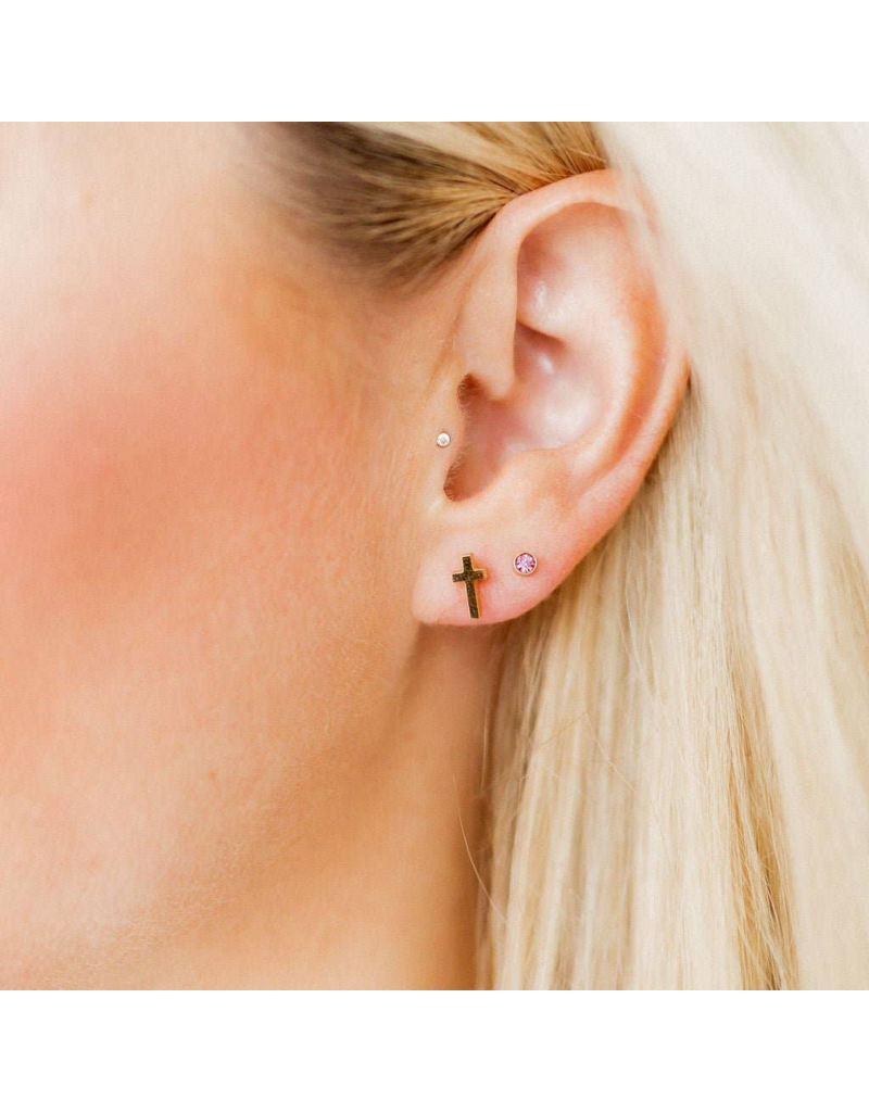 LINNY & CO Catherine Cross Gold Screwback Stud Earrings