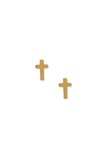 LINNY & CO Catherine Cross Gold Screwback Stud Earrings