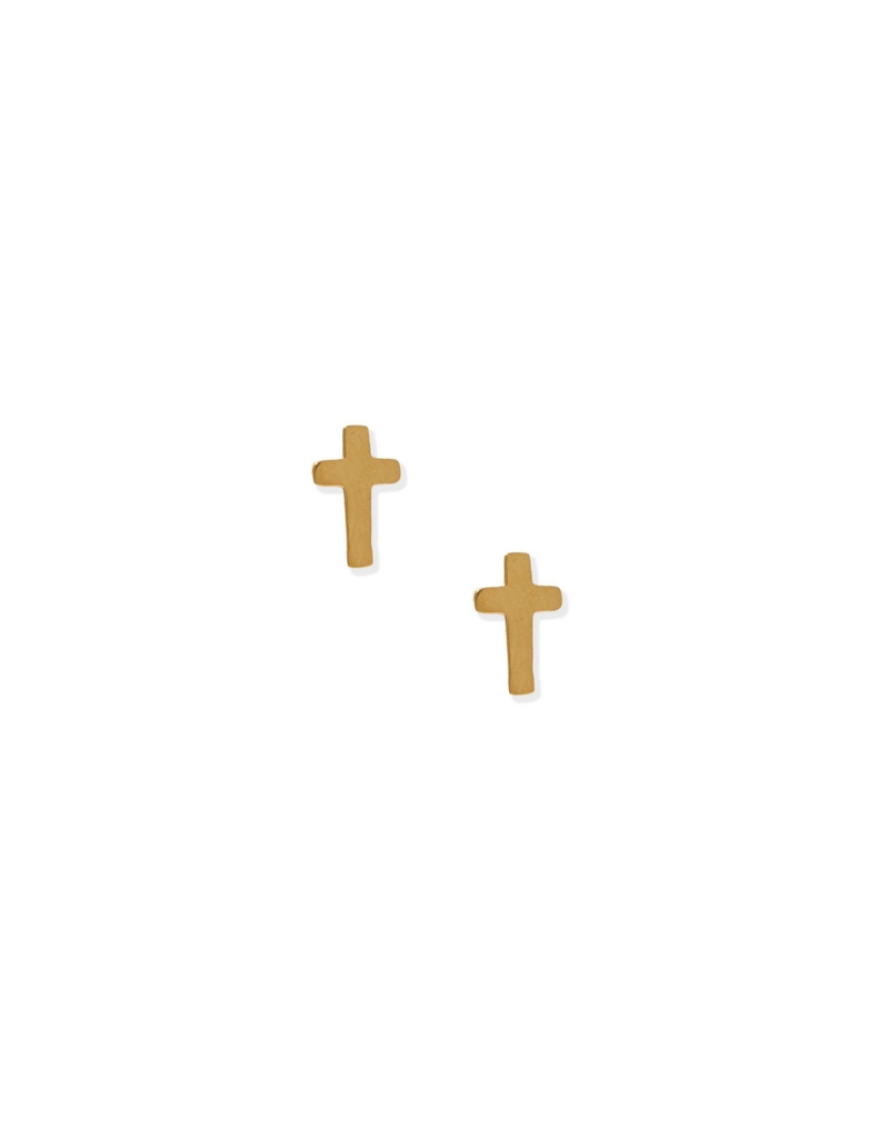 LINNY & CO Catherine Cross Gold Screwback Stud Earrings
