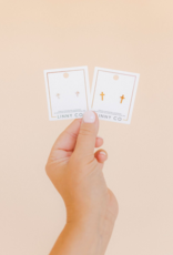 LINNY & CO Catherine Cross Gold Screwback Stud Earrings