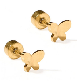 LINNY & CO Billie Butterfly Gold Screwback Stud Earrings