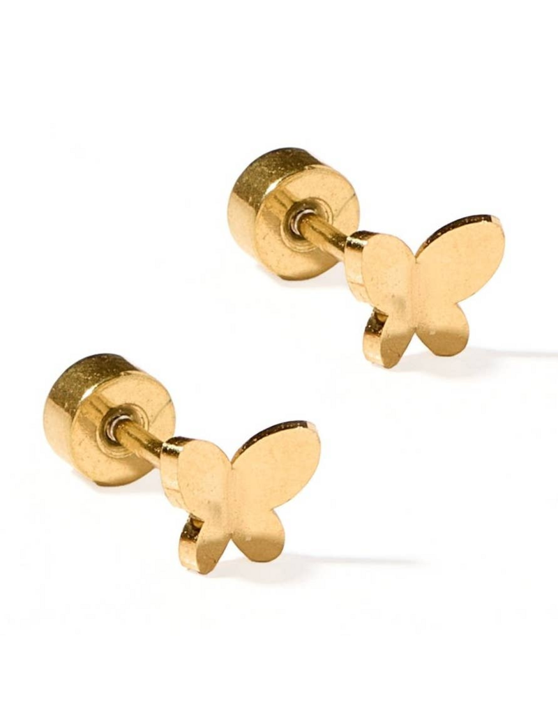 LINNY & CO Billie Butterfly Gold Screwback Stud Earrings