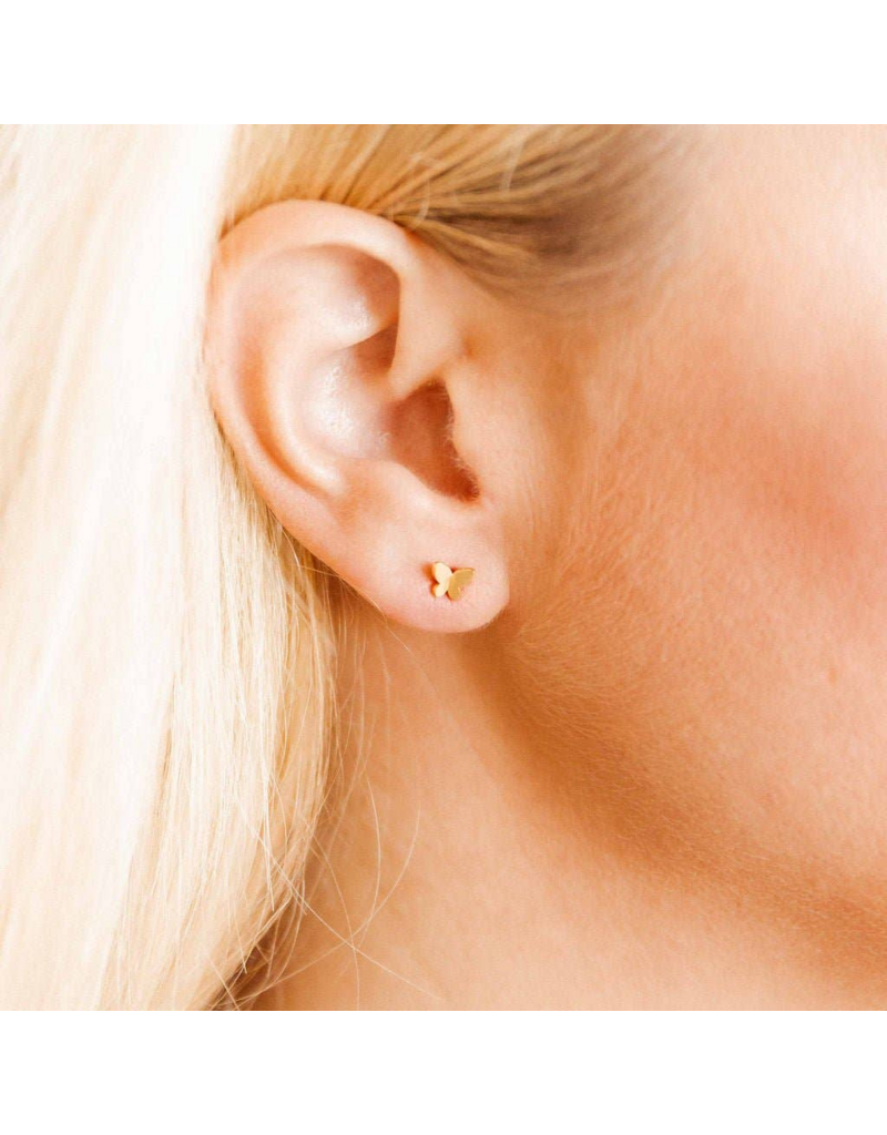 LINNY & CO Billie Butterfly Gold Screwback Stud Earrings