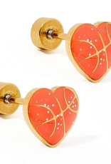LINNY & CO Basketball Gold Screwback Stud Earrings
